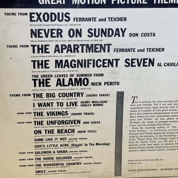 Original Sound Tracks And Hit Music From Great Motion Picture Themes VG LP - Picture 4 of 9